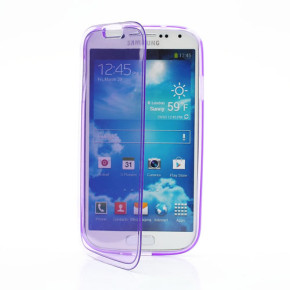 Силиконов гръб ТПУ тефтер Samsung Galaxy S4 I9500 / S4 I9505 / S4 Value Edition I9515 прозрачен лилав
